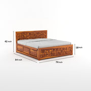 Ulvarinth Sheesham Wood King Size Bed With Storage (Honey Finish)
