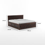 Ulvarinth Sheesham Wood King Size Bed With Storage (Walnut Finish)