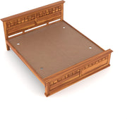 Novren Sheesham Wood King Size Bed Without Storage (Honey Finish)