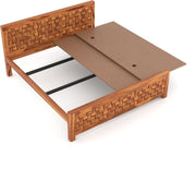 Morsithis Sheesham Wood King Size Bed Without Storage (Honey Finish)