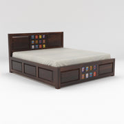 Wythenis Sheesham Wood King Size Bed With Storage (Walnut Finish)