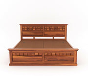 Sylvion Sheesham Wood King Size Bed With Storage (Honey Finish)