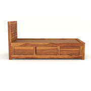 Eldvior Sheesham Wood Single Size Bed With Storage (Honey Finish)