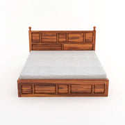 Valtorian Sheesham Wood King Size Bed With Storage (Honey Finish)