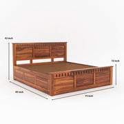 Yovathor Sheesham Wood King Size Bed With Storage (Honey Finish)