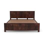 Lithorien Sheesham Wood King Size Bed Without Storage (Walnut Finish)