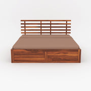 Phentros Sheesham Wood King Size Bed Without Storage (Honey Finish)