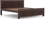 Morsithis Sheesham Wood King Size Bed Without Storage (Walnut Finish)