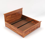 Yovathor Sheesham Wood King Size Bed With Storage (Honey Finish)