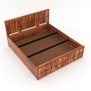 Quirvion Sheesham Wood King Size Bed With Storage (Honey Finish)
