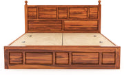 Valtorian Sheesham Wood King Size Bed With Storage (Honey Finish)