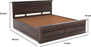 Sylvion Sheesham Wood King Size Bed With Storage (Walnut Finish)