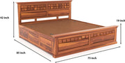 Sylvion Sheesham Wood King Size Bed With Storage (Honey Finish)