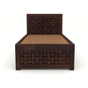 Eldvior Sheesham Wood Single Size Bed With Storage (Walnut Finish)