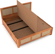 Threxian Sheesham Wood King Size Bed With Storage (Honey Finish)