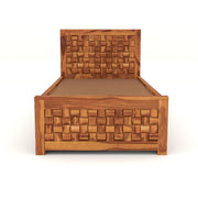 Eldvior Sheesham Wood Single Size Bed With Storage (Honey Finish)