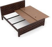 Morsithis Sheesham Wood King Size Bed Without Storage (Walnut Finish)