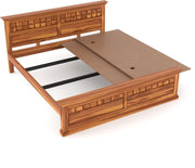 Novren Sheesham Wood King Size Bed Without Storage (Honey Finish)