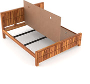 Lithorien Sheesham Wood King Size Bed Without Storage (Honey Finish)