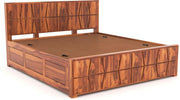 Quirvion Sheesham Wood King Size Bed With Storage (Honey Finish)