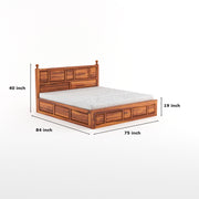 Valtorian Sheesham Wood King Size Bed With Storage (Honey Finish)