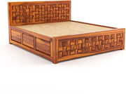 Ulvarinth Sheesham Wood King Size Bed With Storage (Honey Finish)