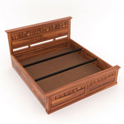 Sylvion Sheesham Wood King Size Bed With Storage (Honey Finish)