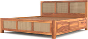 Threxian Sheesham Wood King Size Bed With Storage (Honey Finish)