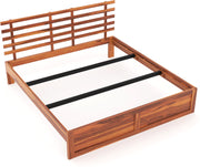 Phentros Sheesham Wood King Size Bed Without Storage (Honey Finish)