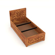 Eldvior Sheesham Wood Single Size Bed With Storage (Honey Finish)