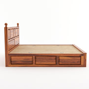 Valtorian Sheesham Wood King Size Bed With Storage (Honey Finish)