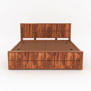 Quirvion Sheesham Wood King Size Bed With Storage (Honey Finish)