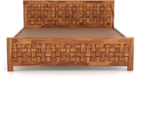 Morsithis Sheesham Wood King Size Bed Without Storage (Honey Finish)