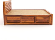 Ulvarinth Sheesham Wood King Size Bed With Storage (Honey Finish)