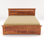 Yovathor Sheesham Wood King Size Bed With Storage (Honey Finish)