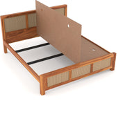 Orvathios Sheesham Wood King Size Bed Without Storage (Honey Finish)