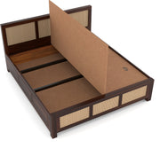 Threxian Sheesham Wood King Size Bed With Storage (Walnut Finish)