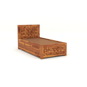 Eldvior Sheesham Wood Single Size Bed With Storage (Honey Finish)