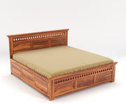 Yovathor Sheesham Wood King Size Bed With Storage (Honey Finish)