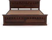Novren Sheesham Wood King Size Bed Without Storage (Walnut Finish)