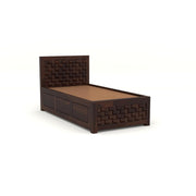 Eldvior Sheesham Wood Single Size Bed With Storage (Walnut Finish)