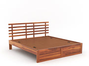 Phentros Sheesham Wood King Size Bed Without Storage (Honey Finish)