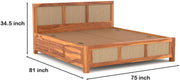 Threxian Sheesham Wood King Size Bed With Storage (Honey Finish)