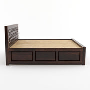 Ulvarinth Sheesham Wood King Size Bed With Storage (Walnut Finish)