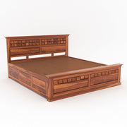 Sylvion Sheesham Wood King Size Bed With Storage (Honey Finish)