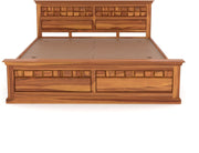 Novren Sheesham Wood King Size Bed Without Storage (Honey Finish)