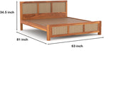 Orvathios Sheesham Wood King Size Bed Without Storage (Honey Finish)