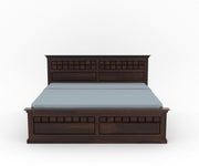 Sylvion Sheesham Wood King Size Bed With Storage (Walnut Finish)