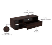 Fendthorin Sheesham Wood Tv Unit with Shelf Storage (Walnut Finish)