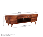 Grelthian Sheesham Wood Tv Unit with Cupboards Drawers and Shelve Storage (Honey Finish)